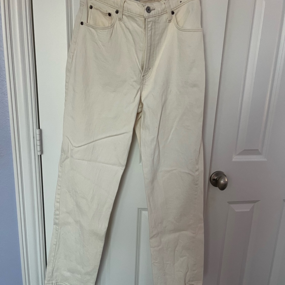 Abercrombie & Fitch Cream Straight Leg Jeans